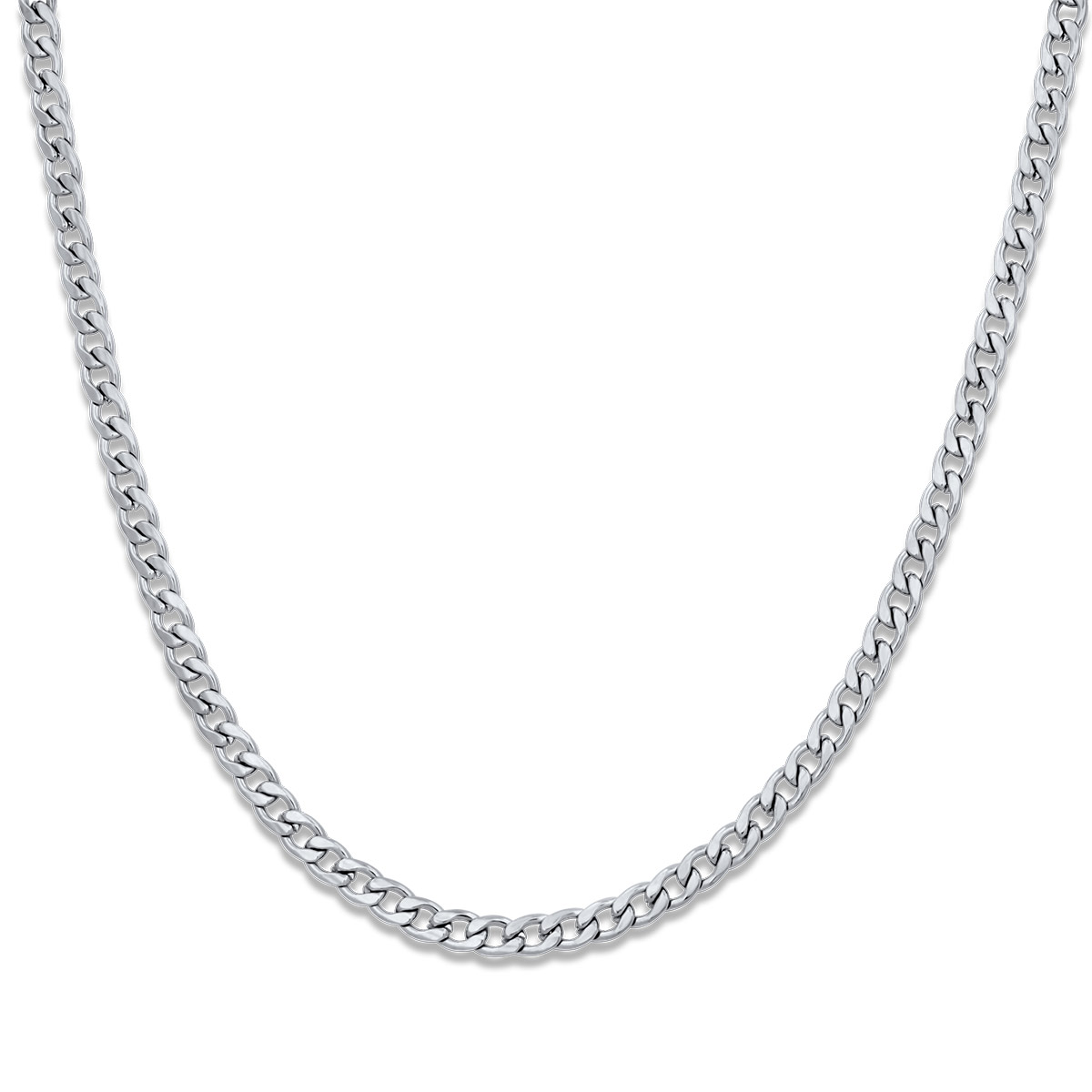 Micro Gurmet Chain Silver 4MM Αλυσίδα λαιμού από ανοξείδωτο ατσάλι 316L